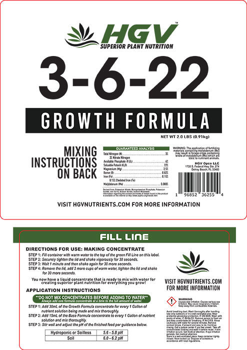 HGV Nutrients Growth Formula Ready-to-Mix - 1 or 2.5 Gallon Jugs