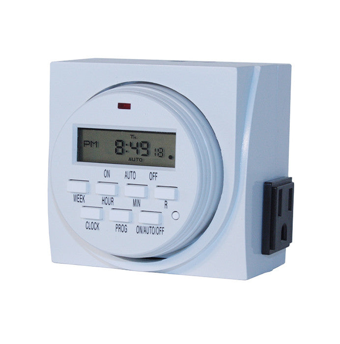 HBX 7-Day Grounded Dual Outlet Digital Timer, 120V