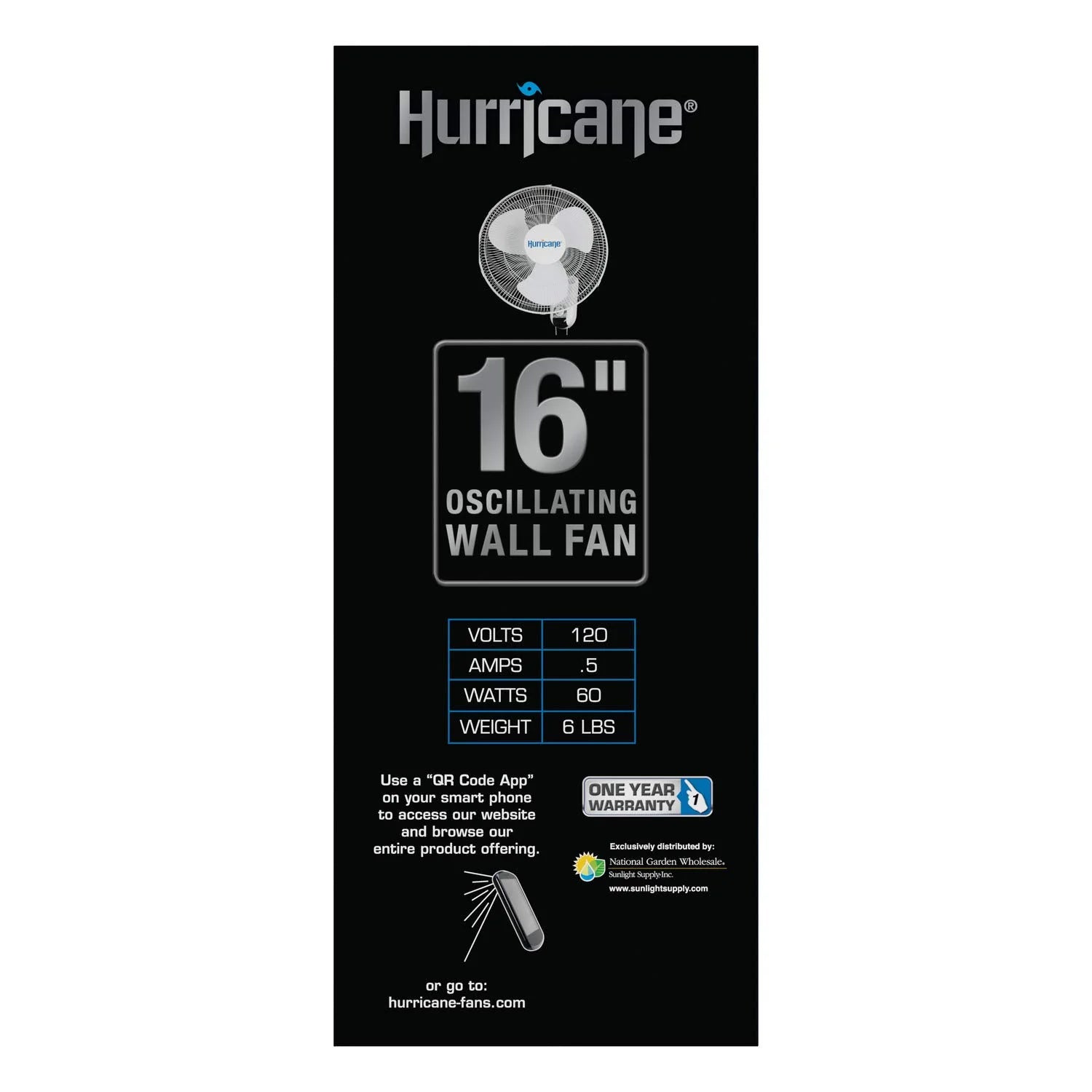 Hurricane Classic Oscillating Wall Mount Fan 16" Inch